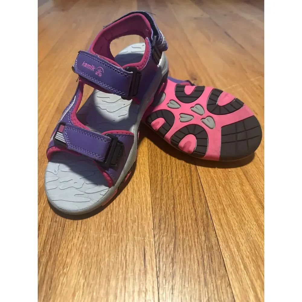 Kamik Girls Sport Sandals Youth 4 Pink Purple Hiking Outdoor Water Shoes